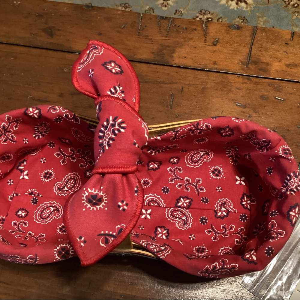 Backyard Bandanna Fabric LINER & Sm HANDLE TIE for Barbecue Buddy Basket.